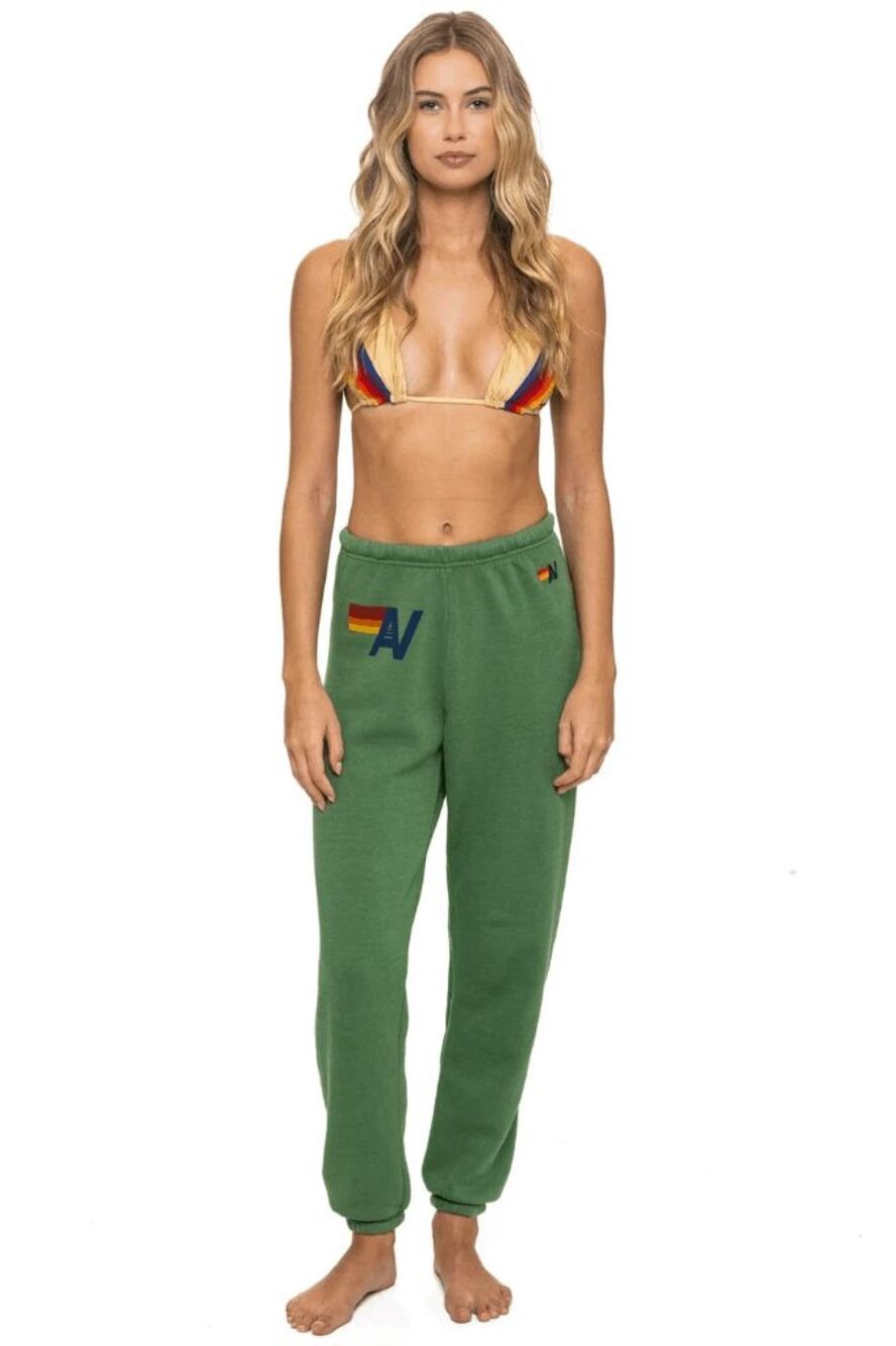 Aviator Nation Palm Green Emrboidered Logo Jogger Sweatpants Women's Size Small